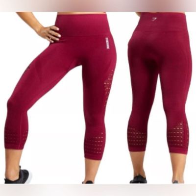 Gymshark Women’s Seamless High Waisted Leggings Burgundy Cut-Out Size Small